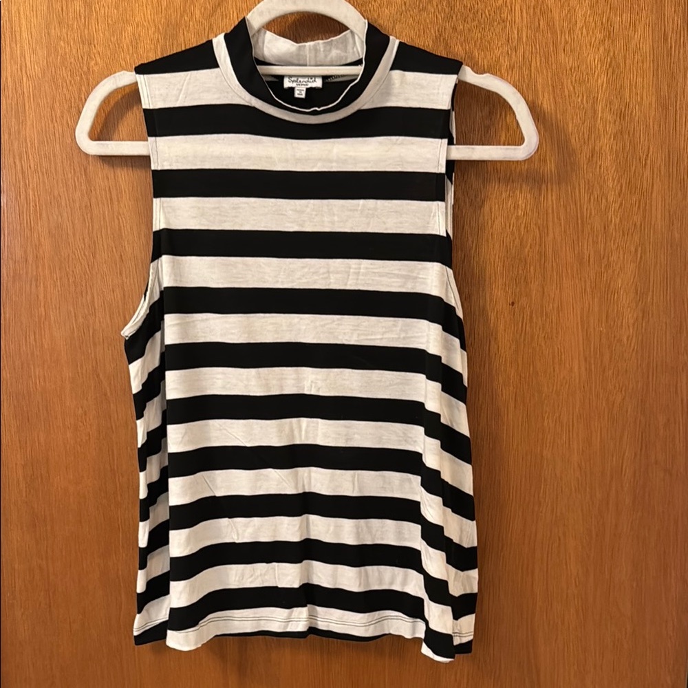 Splendid Black and White Striped Muscle Tee